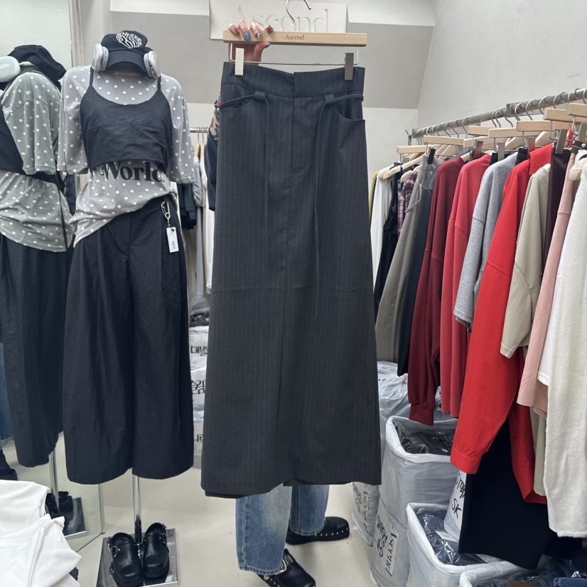 ASCEND韓國直郵㊣女士新品時尚休閑人氣推薦真品長裙含腰繩ASCEND長裙圖色2