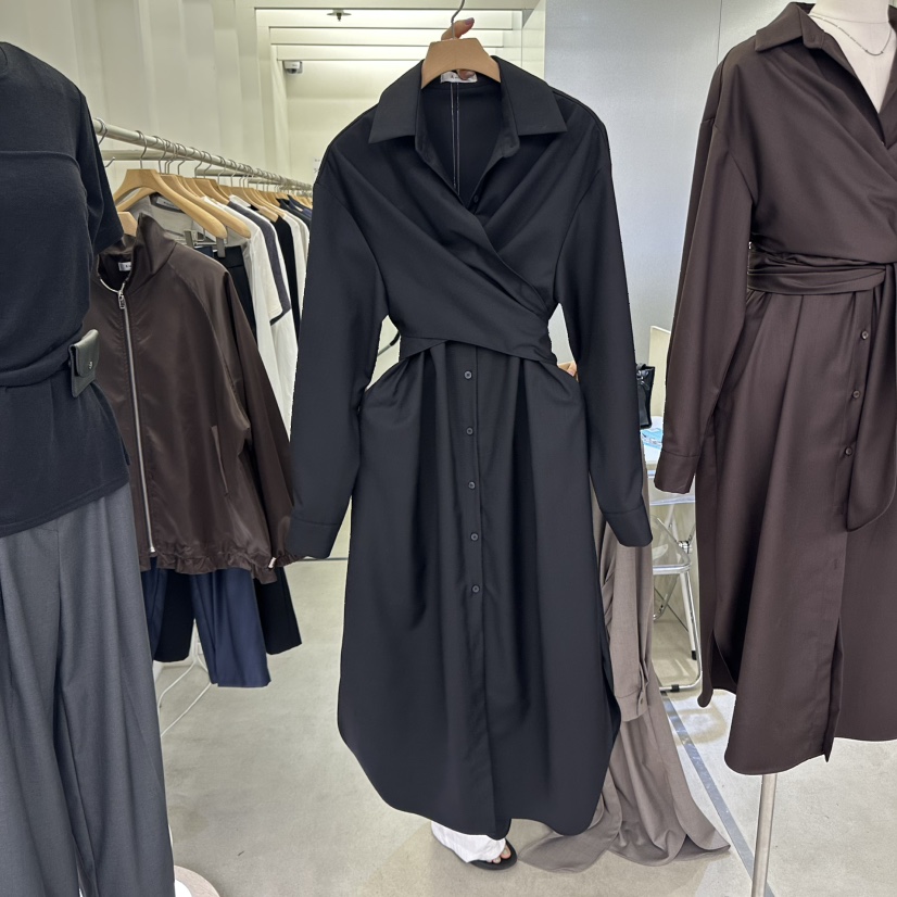 AMON東大門㊣實拍女士新款25秋冬人氣熱賣時尚職業長款風衣AMON長款風衣圖色2