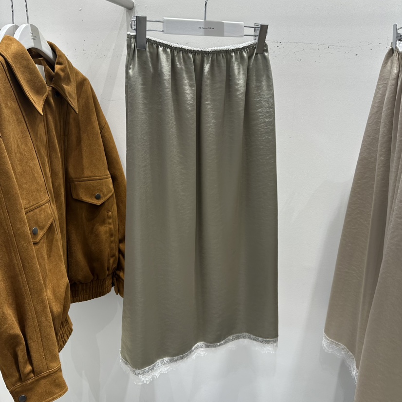 THE SECOND GROW東大門㊣實拍女士新品職業時尚長裙蕾絲緞面THE SECOND GROW長裙圖色2