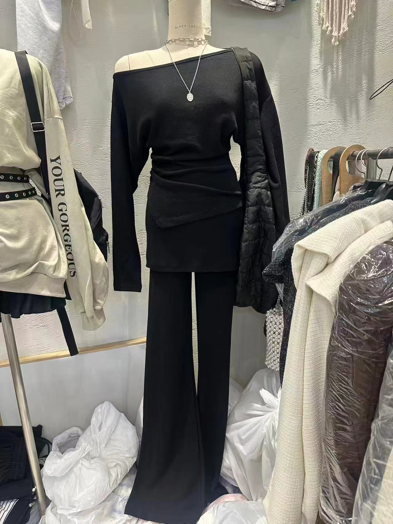 BLACK LADY東大門㊣實拍女士新品熱賣時尚休閑人氣長袖T恤BLACK LADY長袖T恤