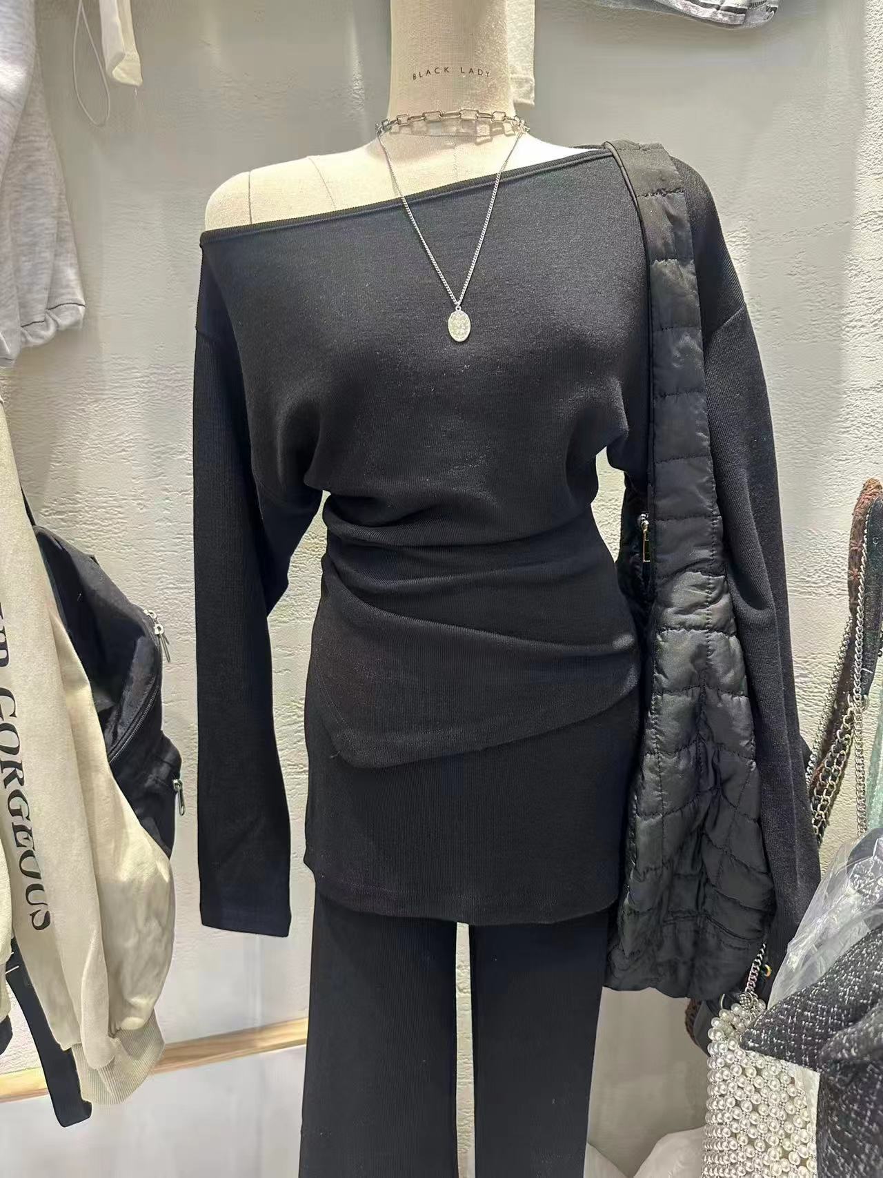 BLACK LADY東大門㊣實拍女士新品熱賣時尚休閑人氣長袖T恤BLACK LADY長袖T恤