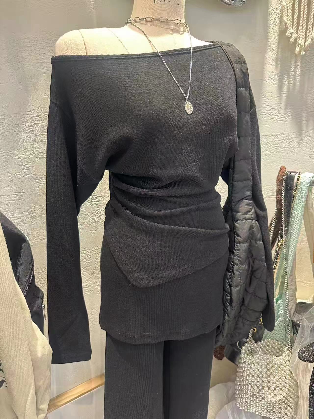 BLACK LADY東大門㊣實拍女士新品熱賣時尚休閑人氣長袖T恤BLACK LADY長袖T恤