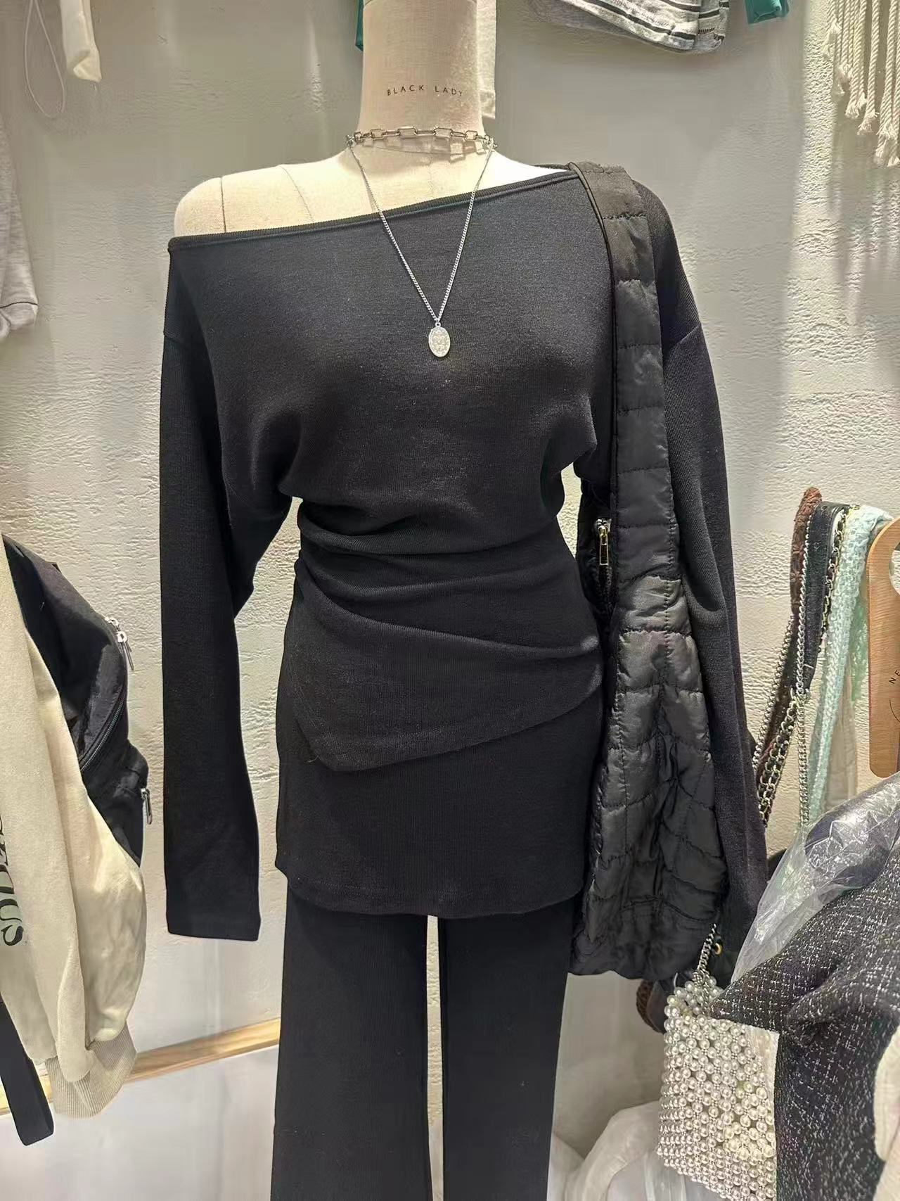 BLACK LADY東大門㊣實拍女士新品熱賣時尚休閑人氣長袖T恤BLACK LADY長袖T恤