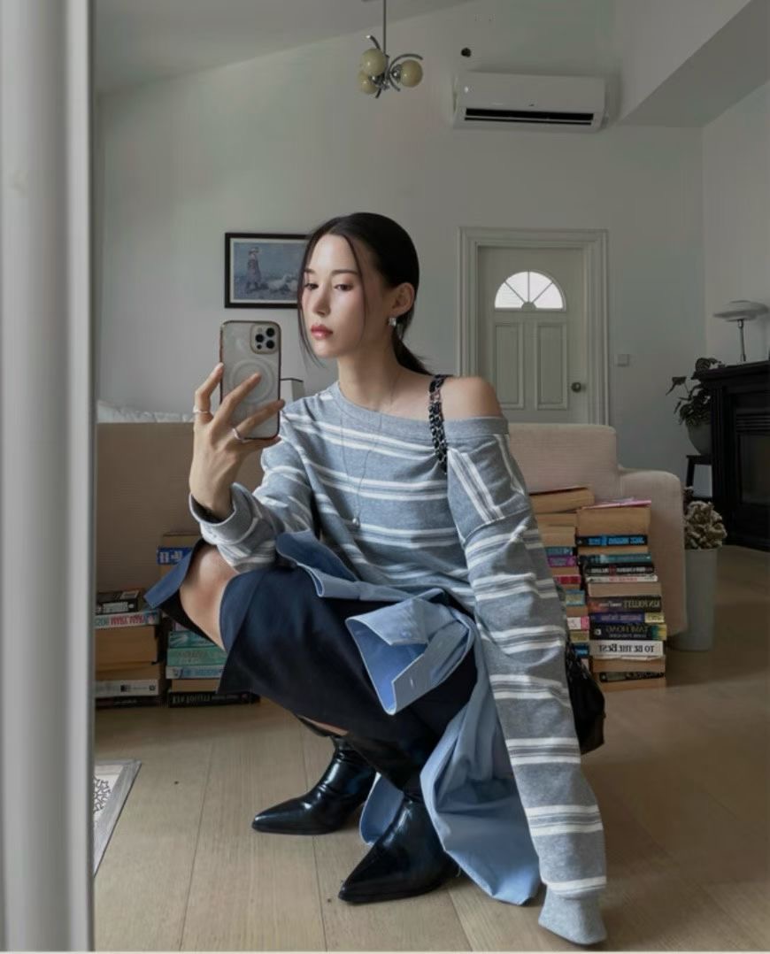 BLACK LINE東大門㊣實拍女士新款時尚休閑真品職業長袖T恤BLACK LINE長袖T恤