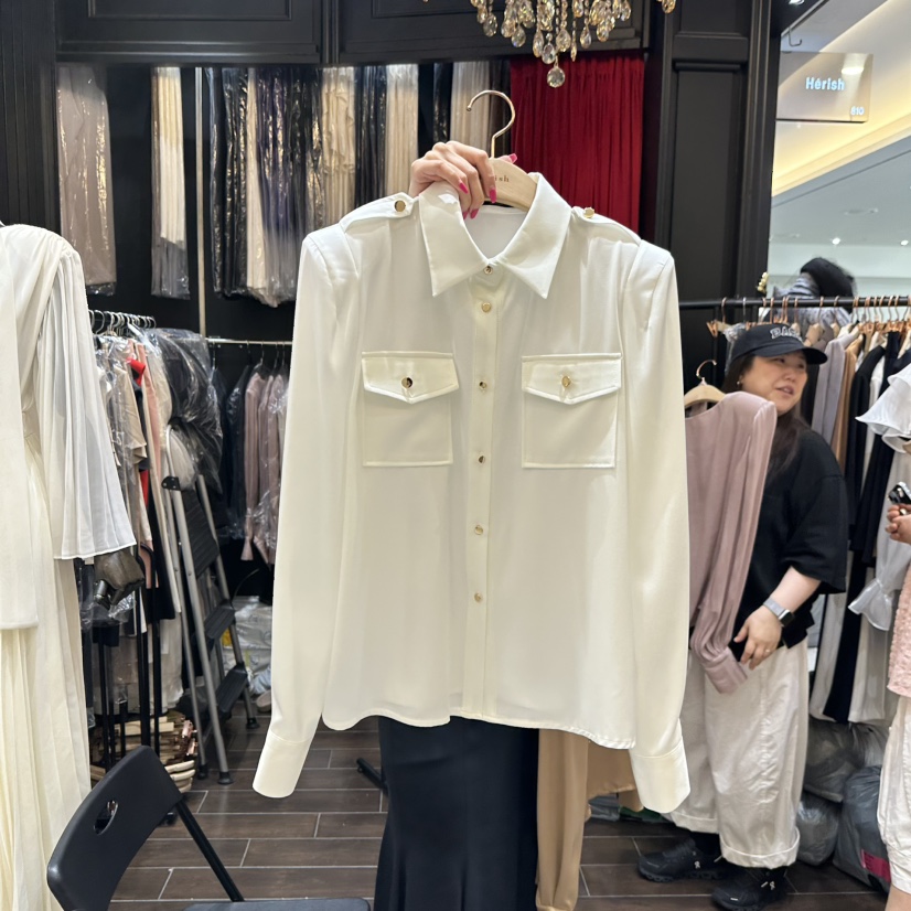 HERISH-HAUTE東大門㊣實拍女裝新款時尚推薦襯衫蕾絲衫口袋HERISH-HAUTE襯衫/蕾絲衫