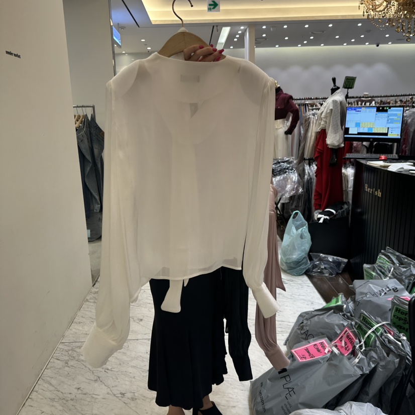 HERISH-HAUTE韓國代購㊣女裝新品職業時尚襯衫蕾絲衫含脖帶HERISH-HAUTE襯衫/蕾絲衫