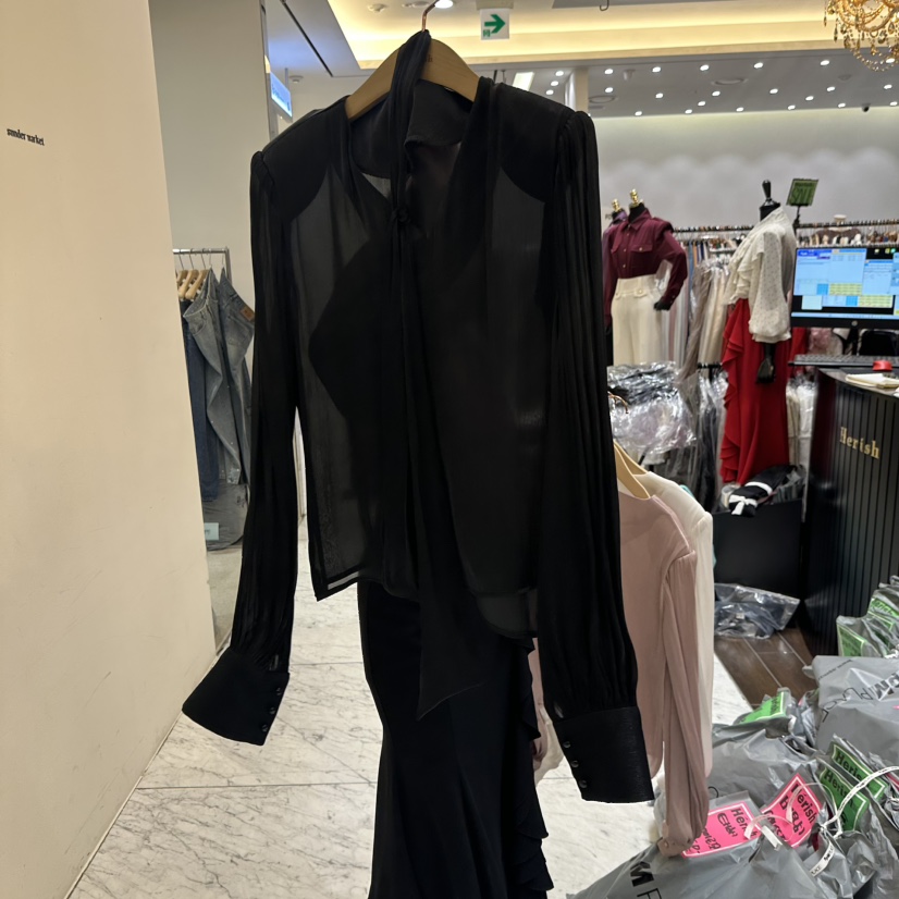 HERISH-HAUTE韓國代購㊣女裝新品職業時尚襯衫蕾絲衫含脖帶HERISH-HAUTE襯衫/蕾絲衫圖色2