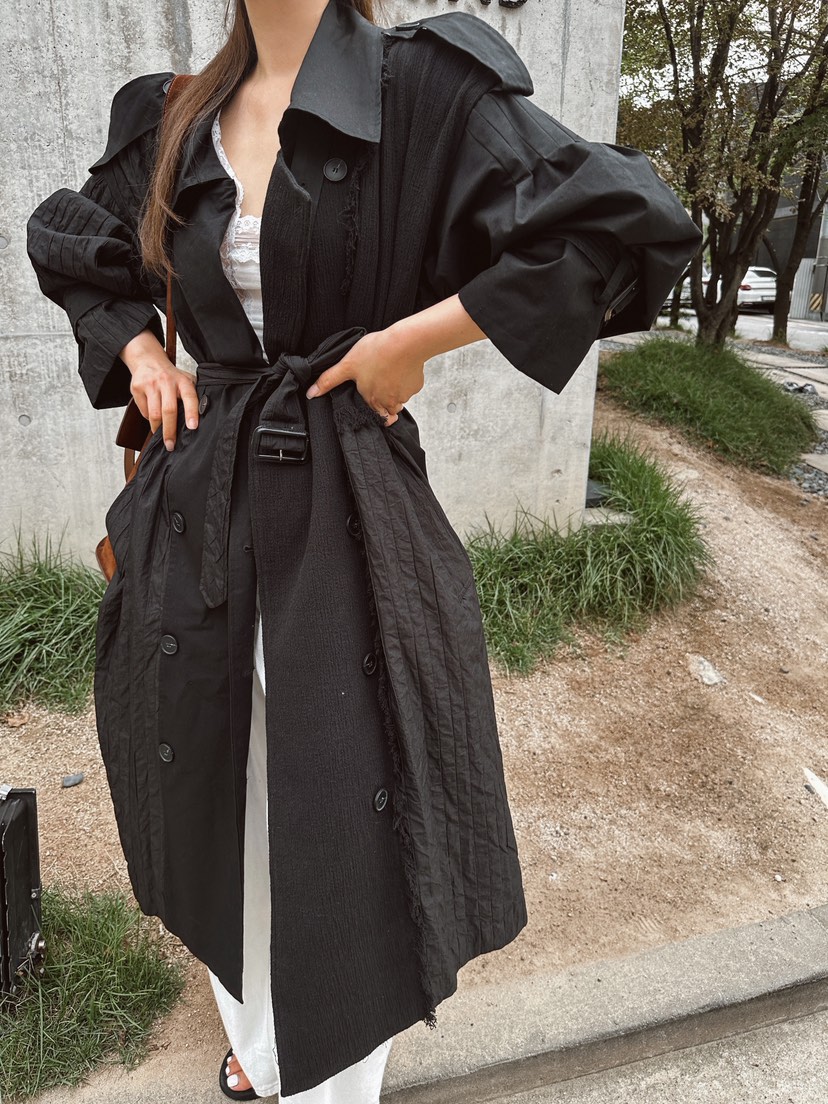 81 MARKET-L東大門㊣直郵女士新品職業25秋冬長款風衣含腰帶81 MARKET-L長款風衣