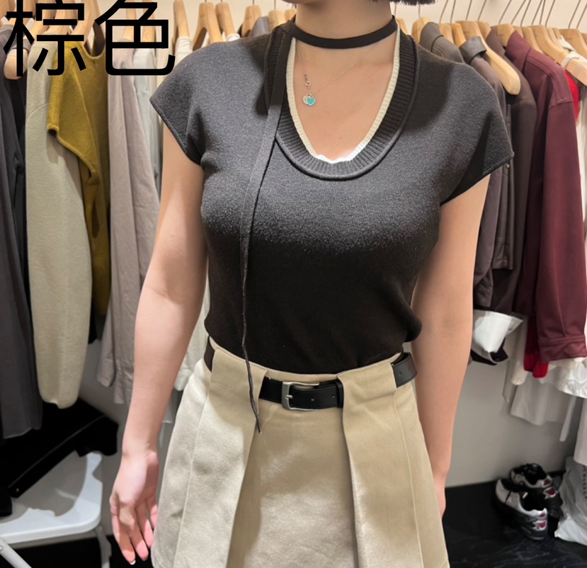 OBSESS東大門㊣實拍女士新款25秋冬休閑熱賣推薦針織衫含飄帶OBSESS/EARLY BIRD針織衫圖色5
