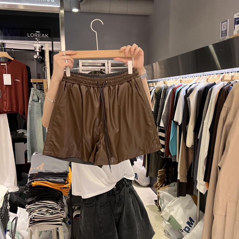 BANY ANCO東大門㊣直郵女裝新款休閑時尚短褲皮革兩面雙面BANY ANCO短褲