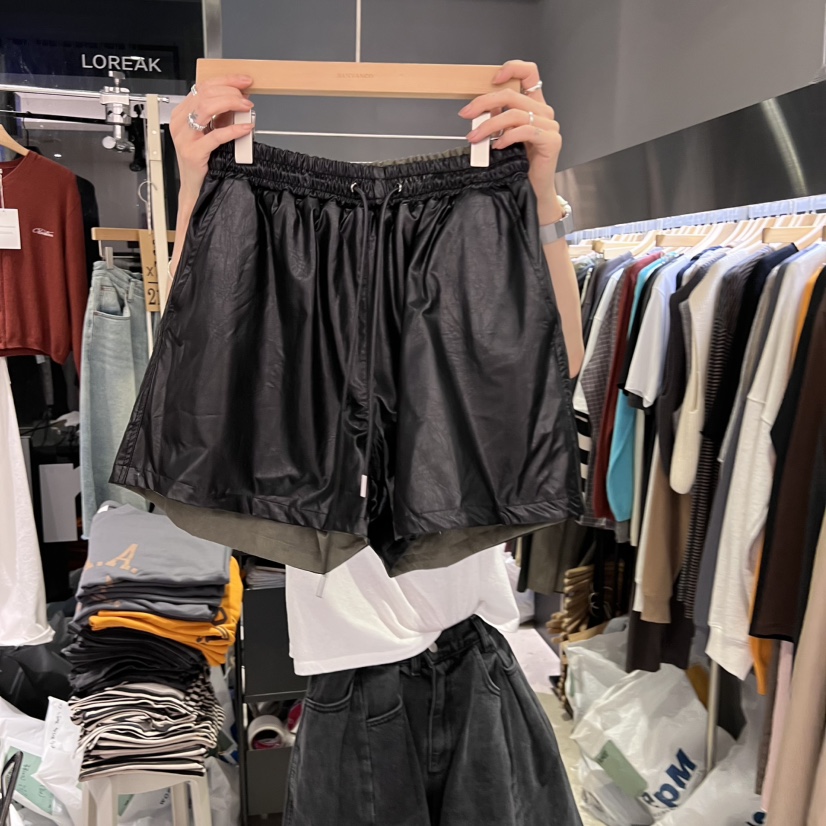 BANY ANCO東大門㊣直郵女裝新款休閑時尚短褲皮革兩面雙面BANY ANCO短褲圖色2