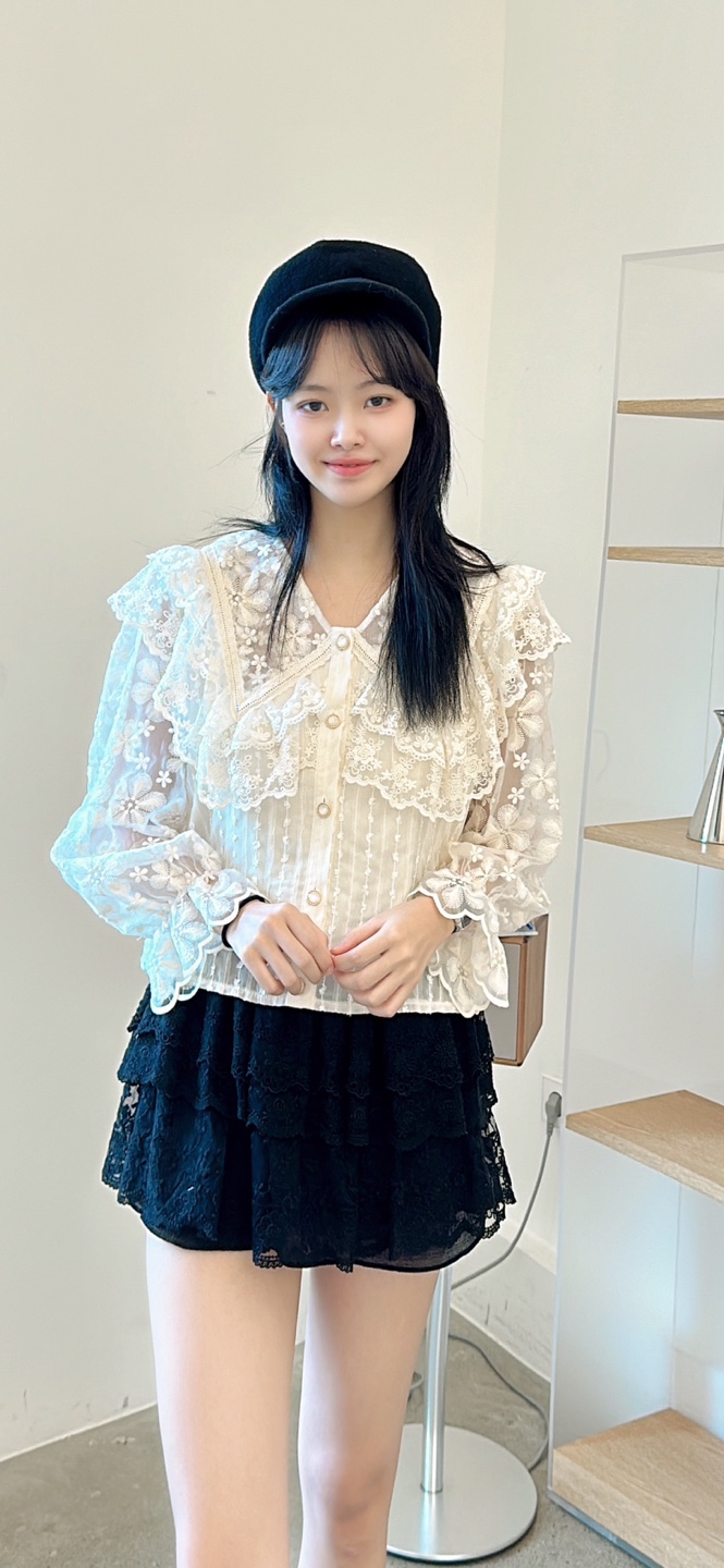 YARD韓國直郵㊣女士新款熱賣推薦休閑25秋冬襯衫蕾絲衫刺繡YARD襯衫/蕾絲衫