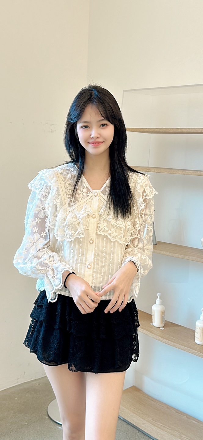 YARD韓國直郵㊣女士新款熱賣推薦休閑25秋冬襯衫蕾絲衫刺繡YARD襯衫/蕾絲衫