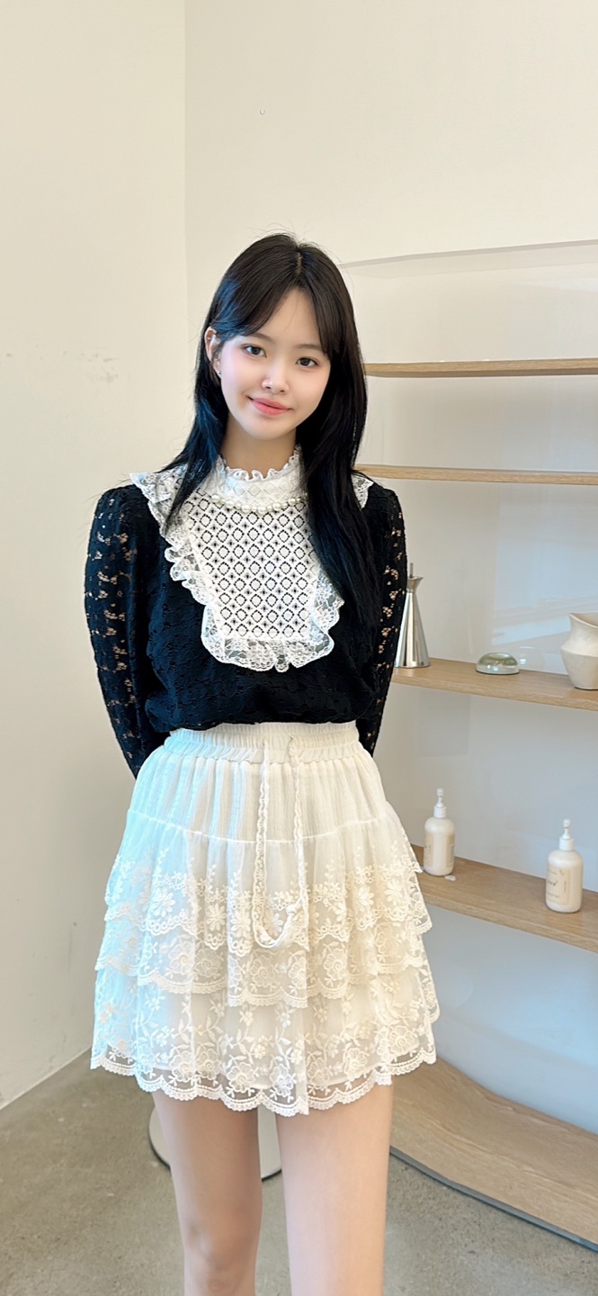 YARD韓國直郵㊣女士新款25秋冬人氣休閑推薦襯衫蕾絲衫荷葉邊YARD襯衫/蕾絲衫
