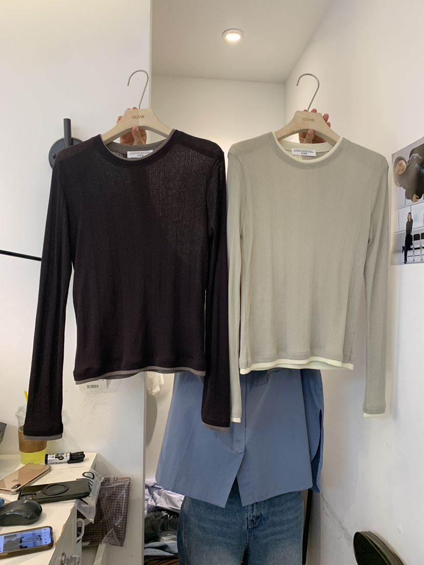 OUVIR韓國代購㊣女裝新品推薦真品職業25秋冬時尚熱賣長袖T恤O.V.R/OUVIR長袖T恤