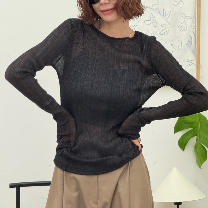 PARIS MATCH東大門㊣實拍女裝新款熱賣推薦25秋冬職業長袖T恤PARIS MATCH長袖T恤圖色4
