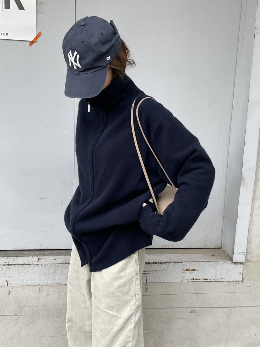 WATER/RIVER韓國直郵㊣女裝新品真品職業人氣25秋冬針織衫拉鏈WATER/RIVER針織衫