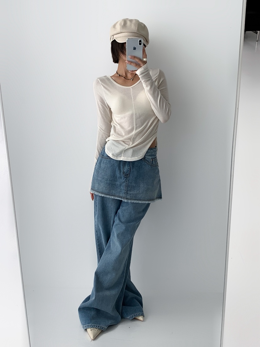 COME OPEN韓國直郵㊣女裝新品25秋冬職業人氣真品熱賣牛仔褲COMP-(COME OPEN)牛仔褲