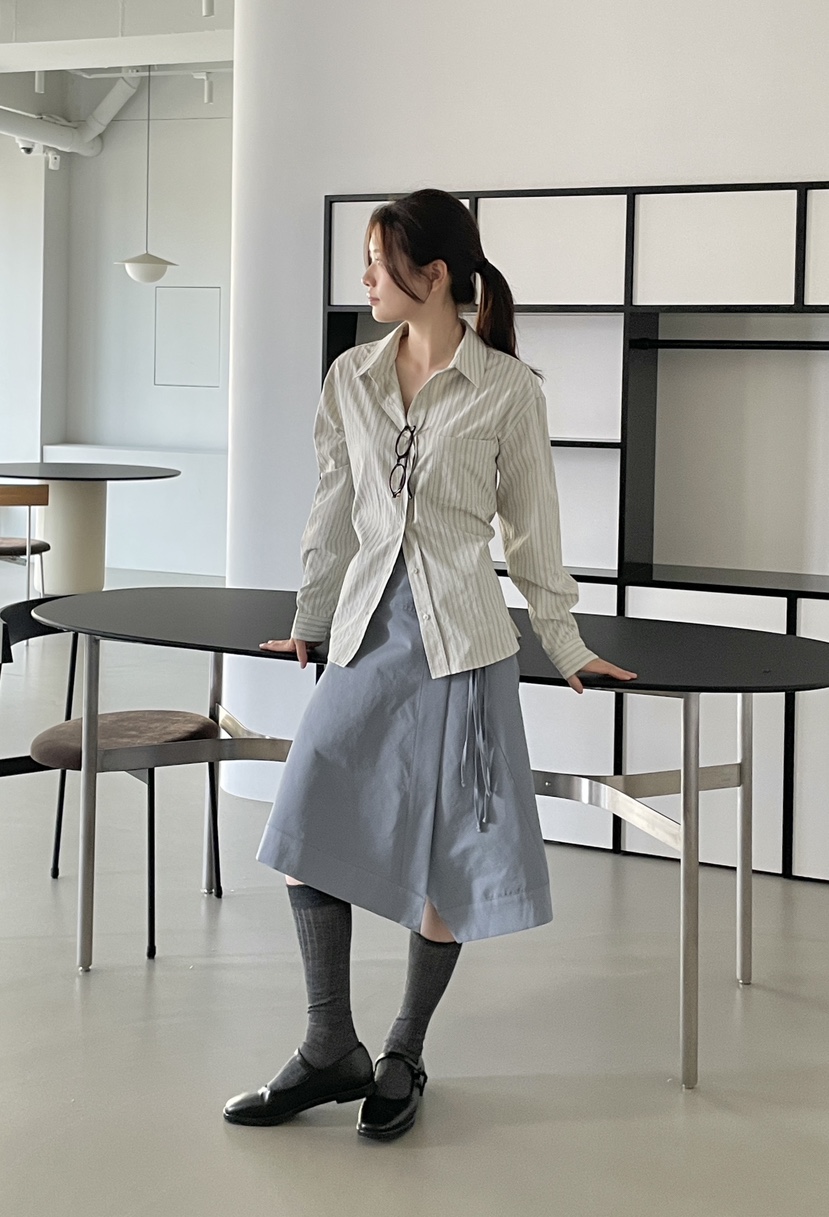ANDMORE BUTTON東大門㊣實拍女士新款休閑25秋冬半身裙中短裙ANDMORE BUTTON半身裙/中短裙