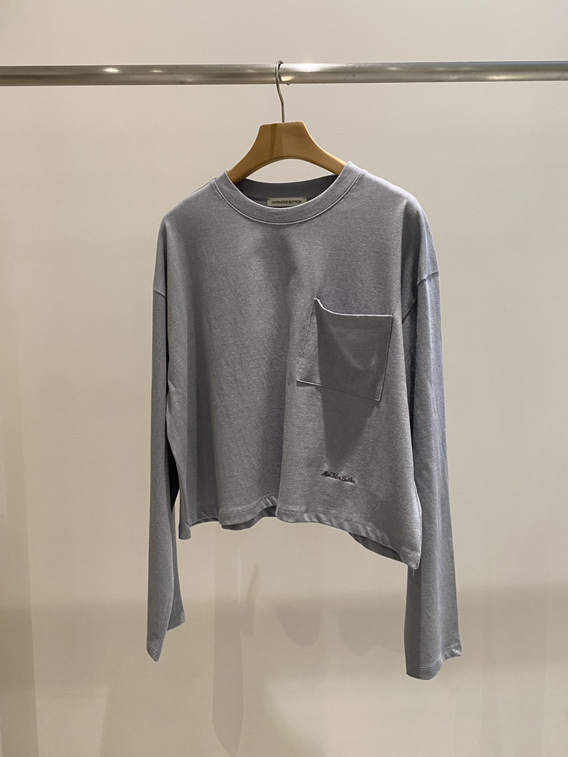 ANDMORE BUTTON韓國代購㊣女士新品25秋冬熱賣長袖T恤短款ANDMORE BUTTON長袖T恤