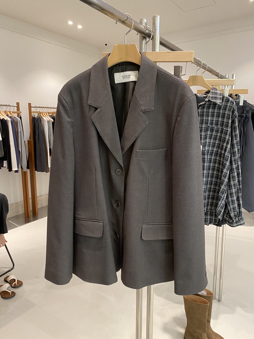 ANDMORE BUTTON韓國代購㊣女士新品人氣休閑25秋冬熱賣夾克ANDMORE BUTTON夾克圖色2