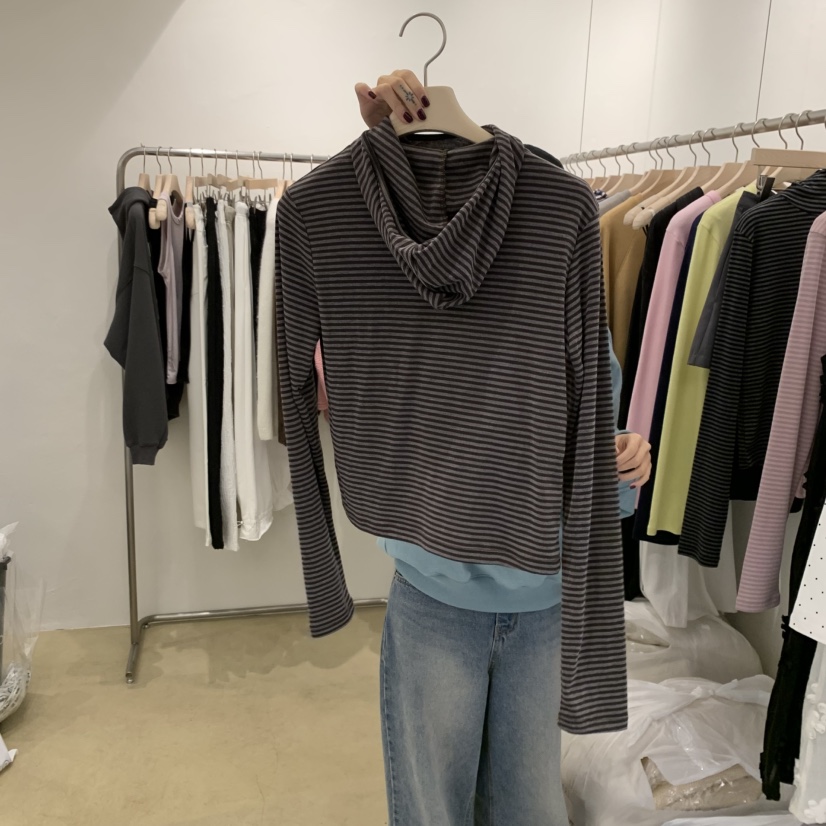 MUNSELL韓國直郵㊣女士新品真品職業25秋冬休閑長袖T恤連帽衫MUNSELL長袖T恤