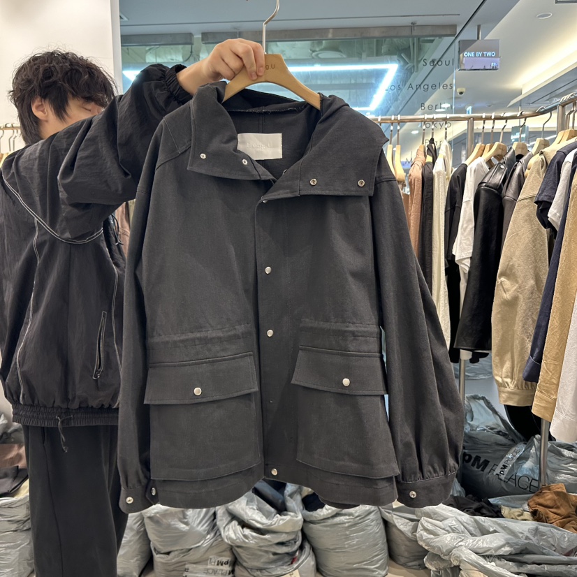 HONG.U韓國代購㊣女裝新品25秋冬人氣熱賣推薦時尚夾克連帽衫HONG.U夾克圖色2