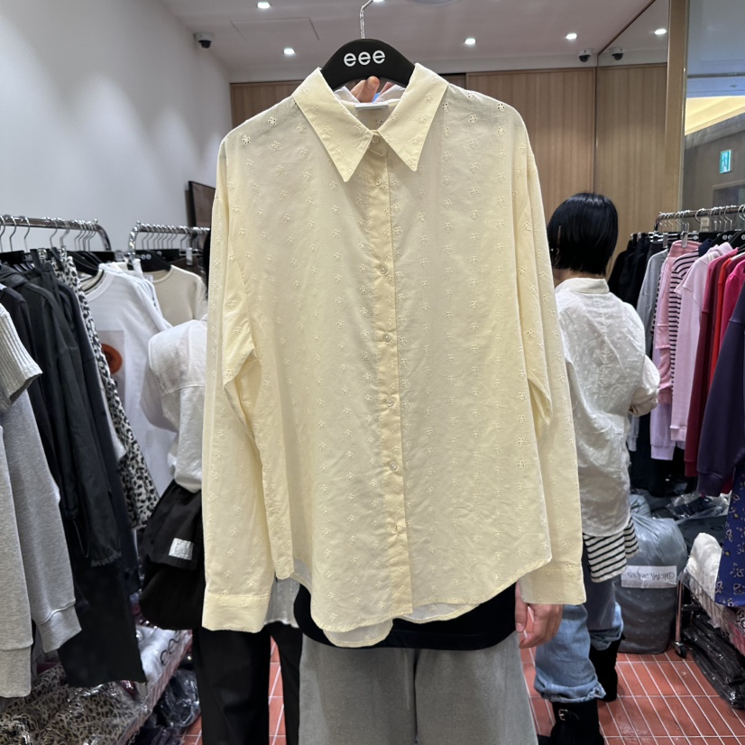 E/E/E韓國代購㊣女士新品真品休閑時尚推薦職業襯衫蕾絲衫E/E/E襯衫/蕾絲衫