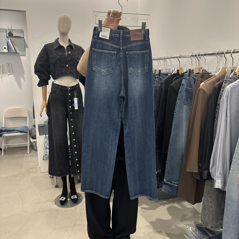 LEHNA韓國直郵㊣女裝新品真品職業推薦熱賣時尚休閑25秋冬牛仔褲LEHNA牛仔褲