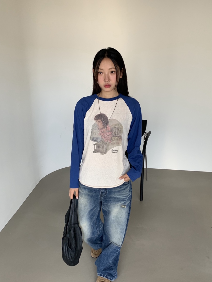 SUNDER MARKET韓國代購㊣女士新品人氣25秋冬職業休閑長袖T恤SUNDER MARKET長袖T恤