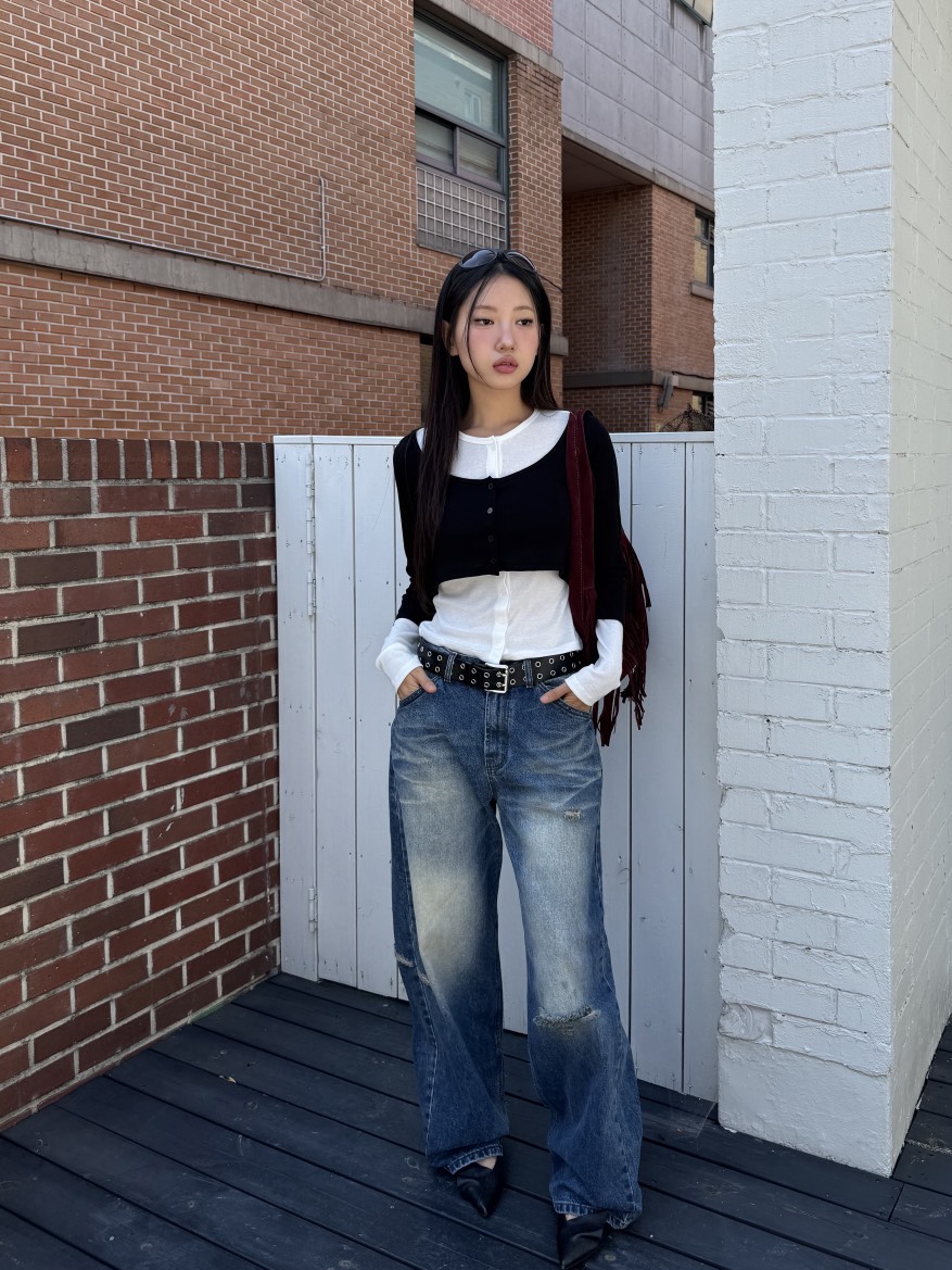 SUNDER MARKET東大門㊣代購女裝新品職業25秋冬真品長袖T恤SUNDER MARKET長袖T恤