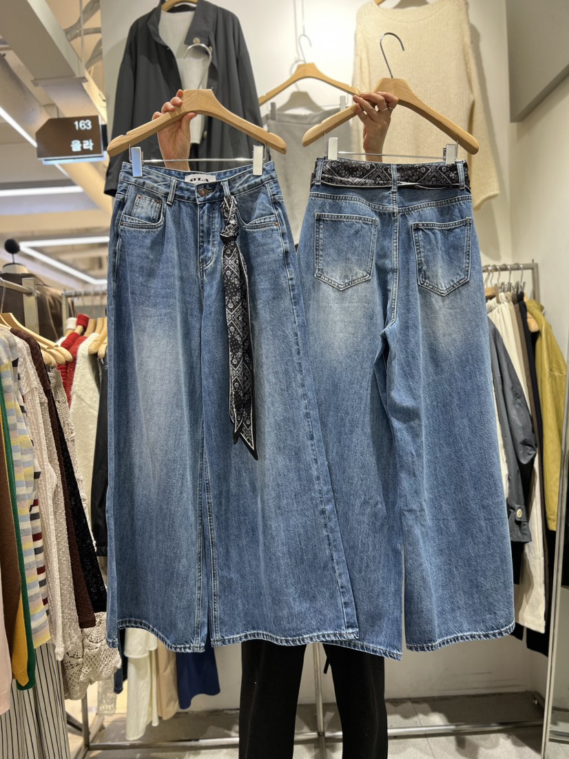OLA東大門㊣實拍女裝新品真品25秋冬職業休閑牛仔褲不含絲巾mellor/OLA牛仔褲