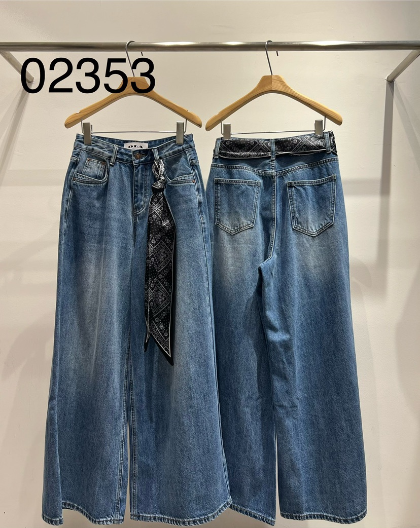 OLA東大門㊣實拍女裝新品真品25秋冬職業休閑牛仔褲不含絲巾mellor/OLA牛仔褲