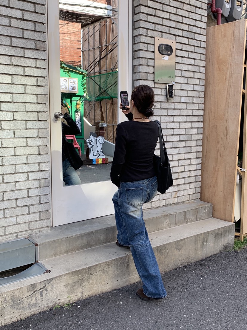 SUNDER MARKET東大門㊣實拍女士新款休閑人氣牛仔褲雙口袋SUNDER MARKET牛仔褲