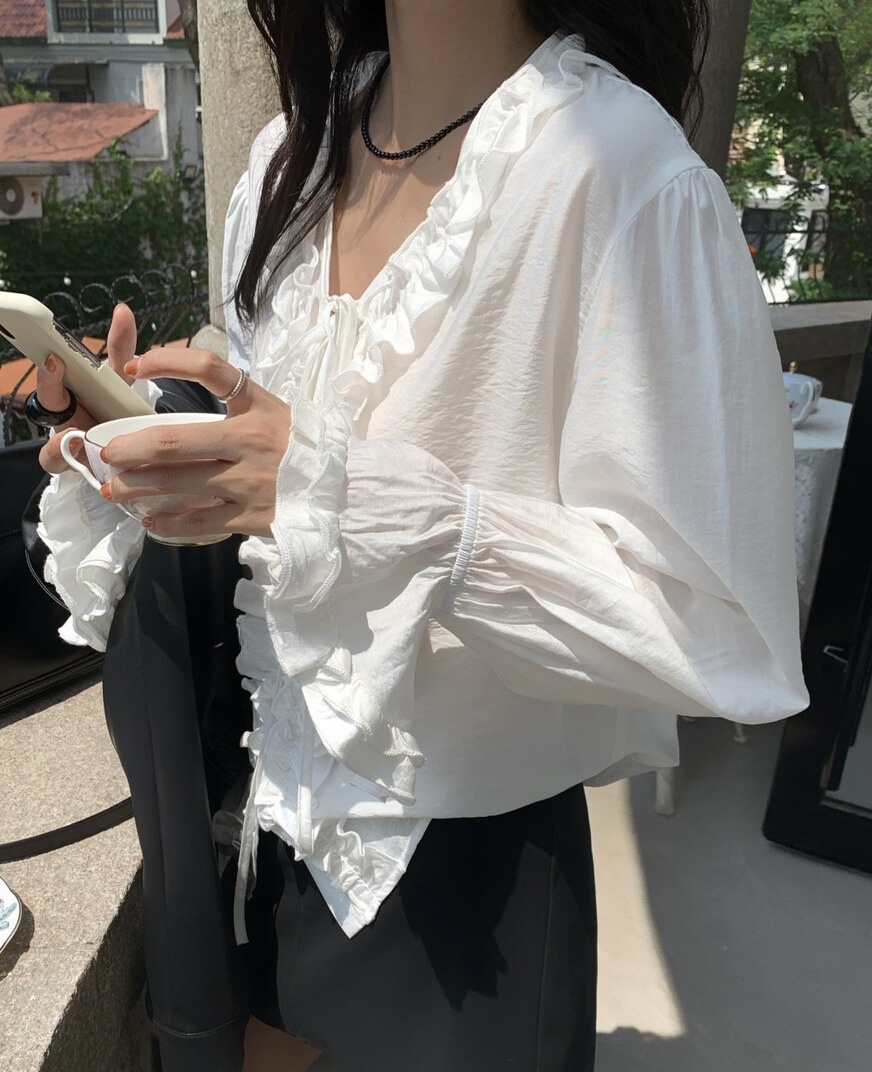 OLA韓國代購㊣女士新款熱賣推薦時尚職業休閑人氣襯衫蕾絲衫mellor/OLA襯衫/蕾絲衫