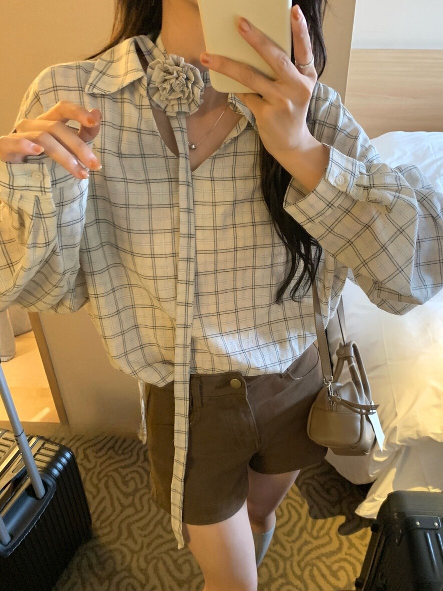 OLA東大門㊣代購女裝新品25秋冬熱賣時尚推薦襯衫蕾絲衫含脖帶mellor/OLA襯衫/蕾絲衫