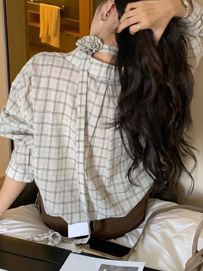 OLA東大門㊣代購女裝新品25秋冬熱賣時尚推薦襯衫蕾絲衫含脖帶mellor/OLA襯衫/蕾絲衫