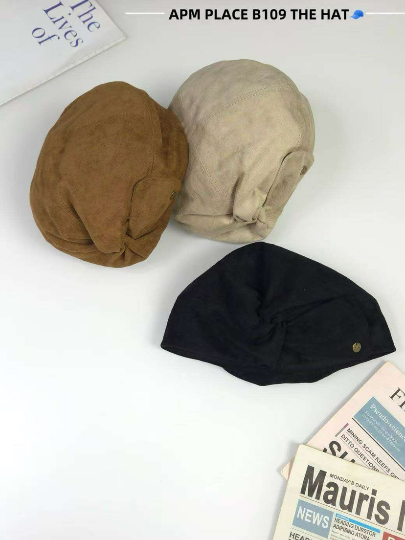 THE HAT-P韓國直郵㊣女裝新款熱賣25秋冬職業帽子天鵝絨貝雷THE HAT帽子