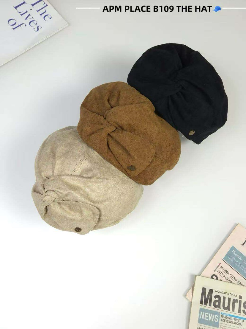 THE HAT-P韓國直郵㊣女裝新款熱賣25秋冬職業帽子天鵝絨貝雷THE HAT帽子
