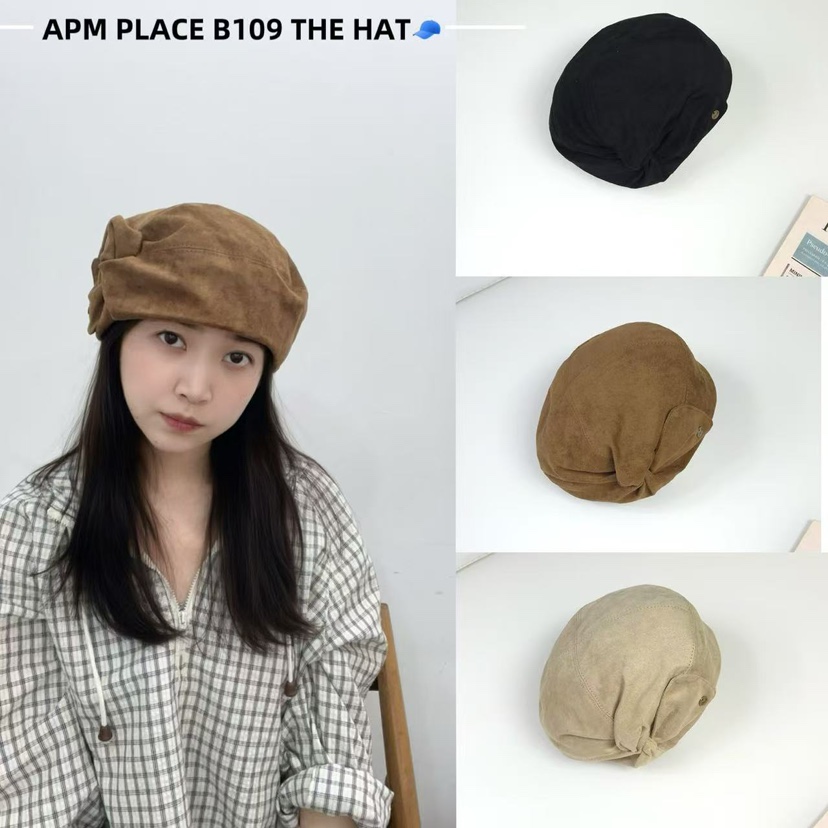 THE HAT-P韓國直郵㊣女裝新款熱賣25秋冬職業帽子天鵝絨貝雷THE HAT帽子