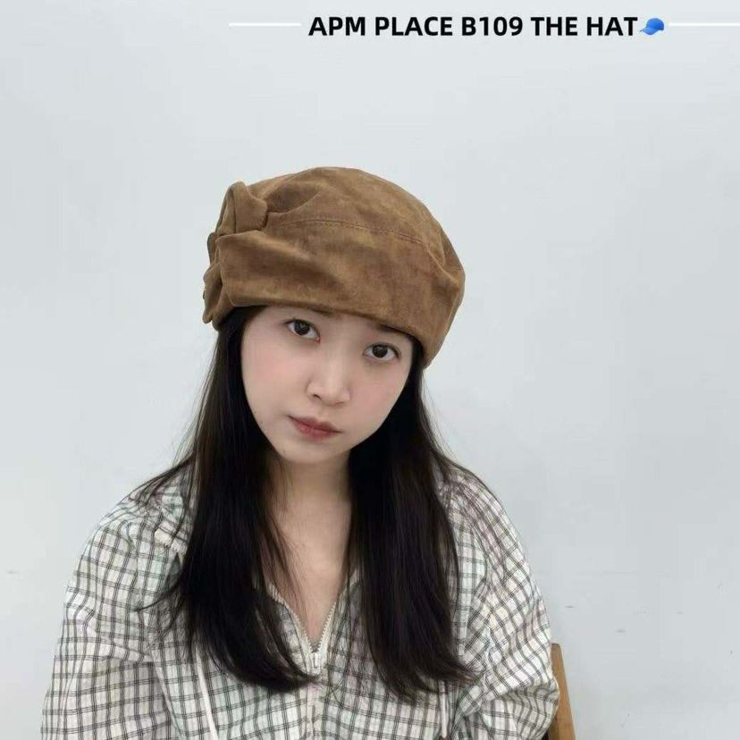 THE HAT-P韓國直郵㊣女裝新款熱賣25秋冬職業帽子天鵝絨貝雷THE HAT帽子