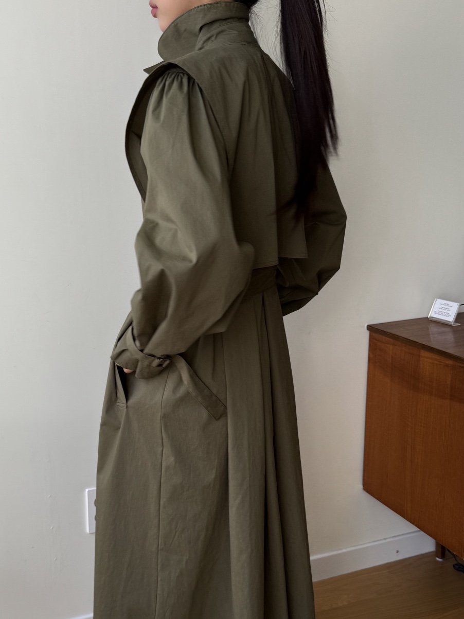 SUNDER MARKET韓國直郵㊣女裝新品熱賣職業長款風衣含腰帶SUNDER MARKET長款風衣