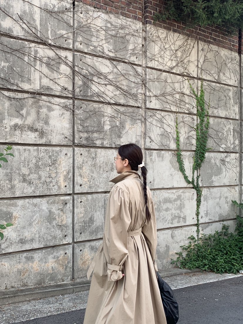 SUNDER MARKET韓國直郵㊣女裝新品熱賣職業長款風衣含腰帶SUNDER MARKET長款風衣
