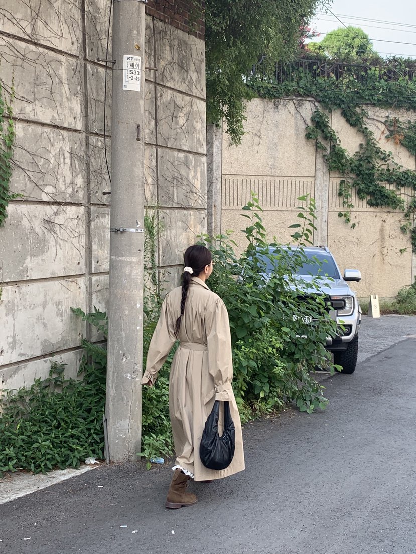 SUNDER MARKET韓國直郵㊣女裝新品熱賣職業長款風衣含腰帶SUNDER MARKET長款風衣