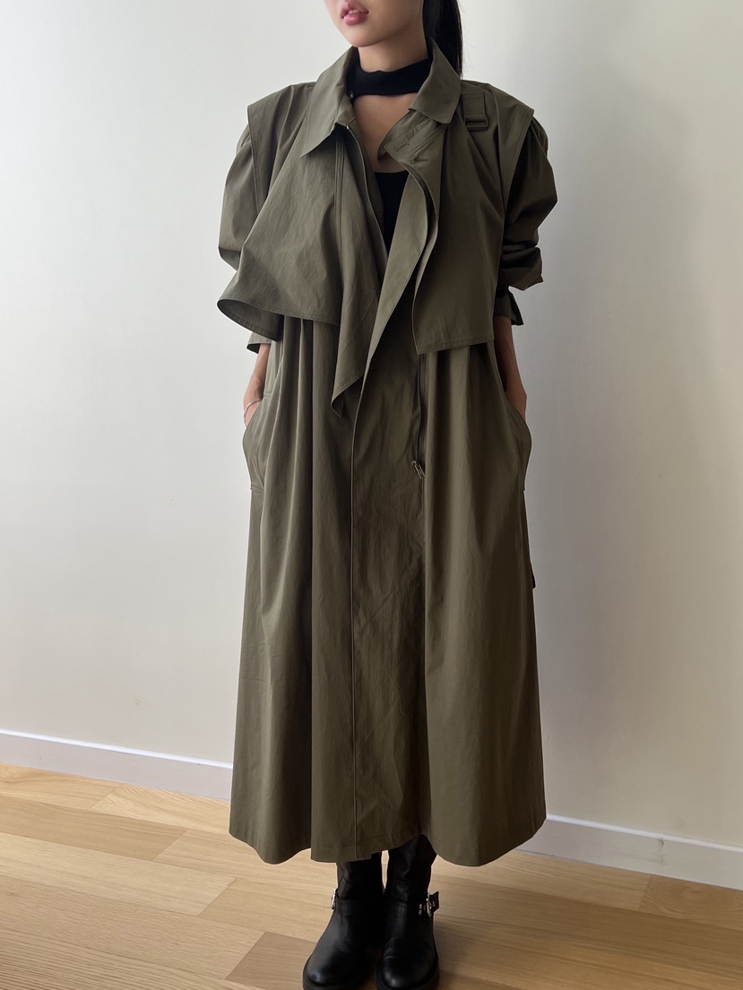 SUNDER MARKET韓國直郵㊣女裝新品熱賣職業長款風衣含腰帶SUNDER MARKET長款風衣