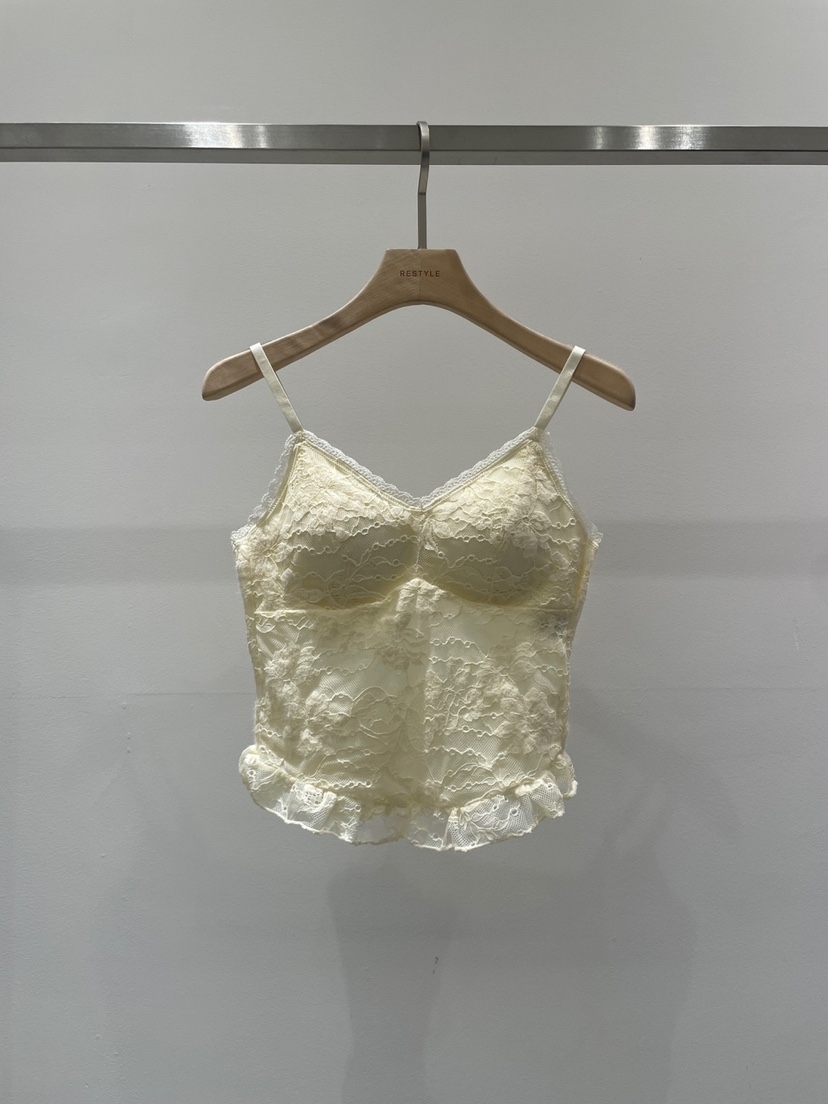RE STYLE-Q韓國代購㊣女士新品職業休閑推薦吊帶背心荷葉邊RE STYLE吊帶/背心