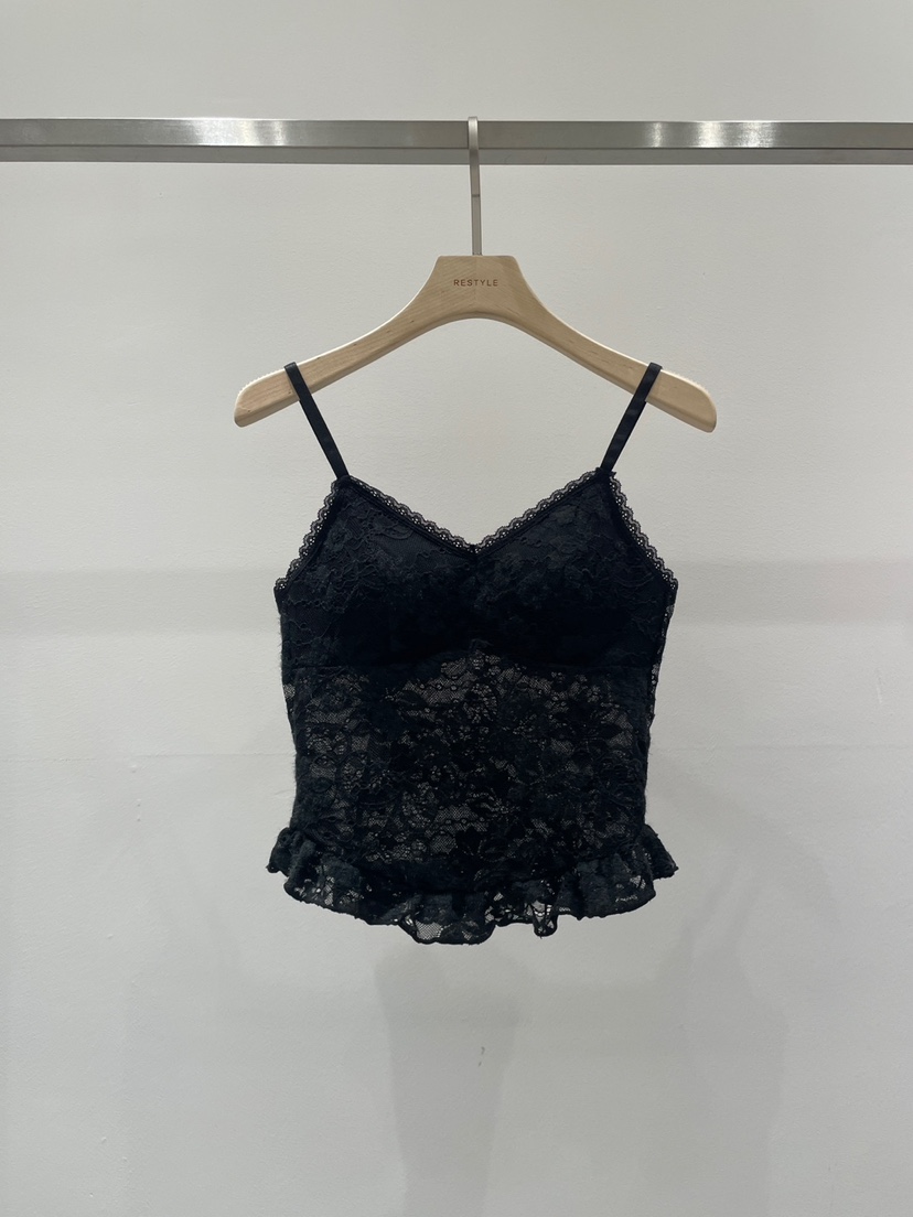 RE STYLE-Q韓國代購㊣女士新品職業休閑推薦吊帶背心荷葉邊RE STYLE吊帶/背心圖色2
