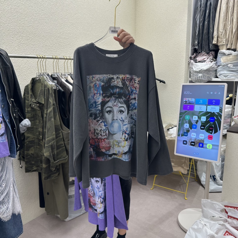 DRAWING東大門㊣代購女士新款職業推薦25秋冬真品休閑長袖T恤DRAWING長袖T恤圖色2