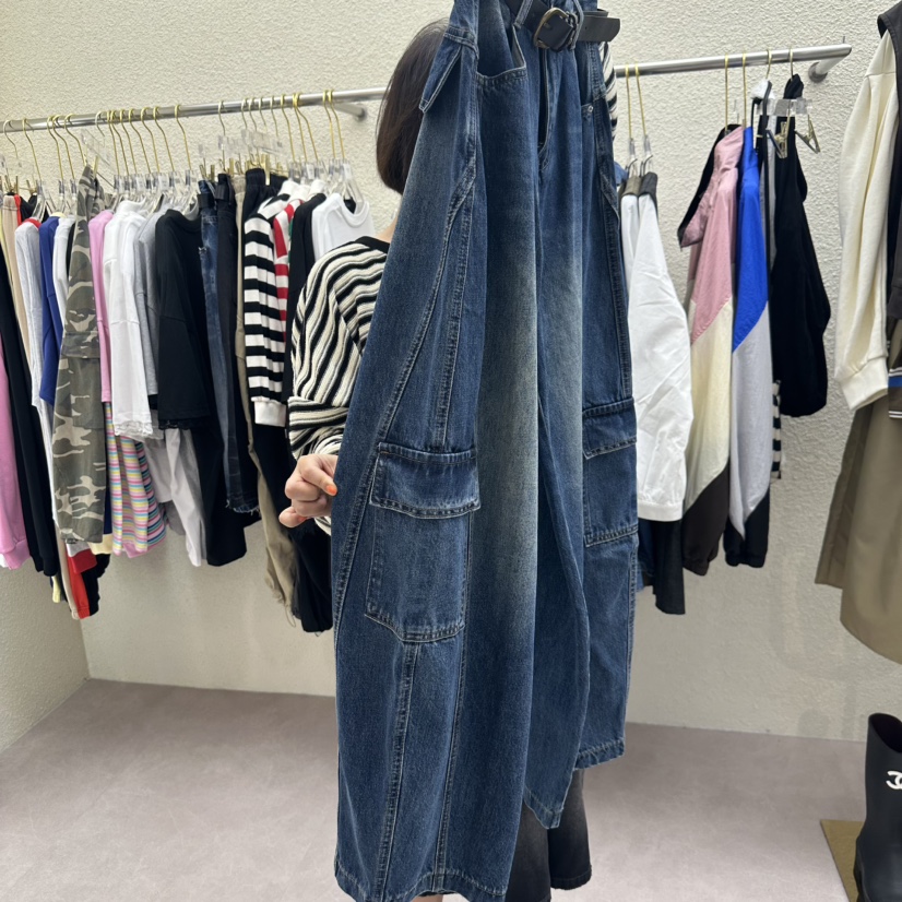 DRAWING東大門㊣代購女裝新款時尚人氣真品牛仔褲不含腰帶工裝DRAWING牛仔褲