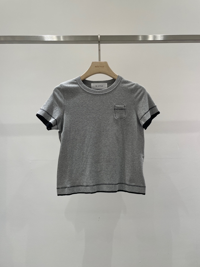RE STYLE-Q東大門㊣直郵女士新品職業熱賣25秋冬人氣T恤口袋RE STYLET恤圖色2